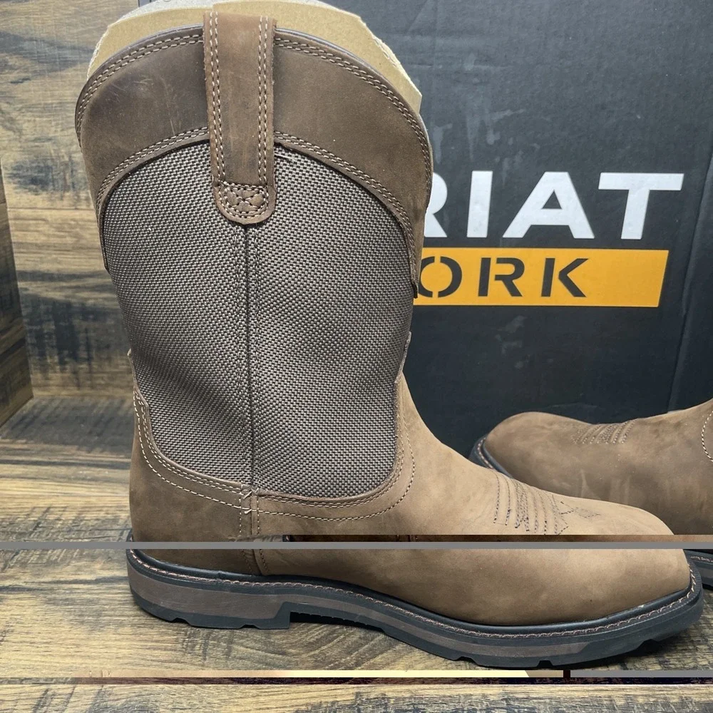Ariat Groundbreaker H2O Wide Square Toe Steel Toe Palm Brown  Men's Sz 12EE